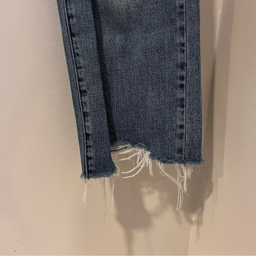 Pistola Women’s Jeans light Wash Distressed Raw Hem Cropped Straight Leg